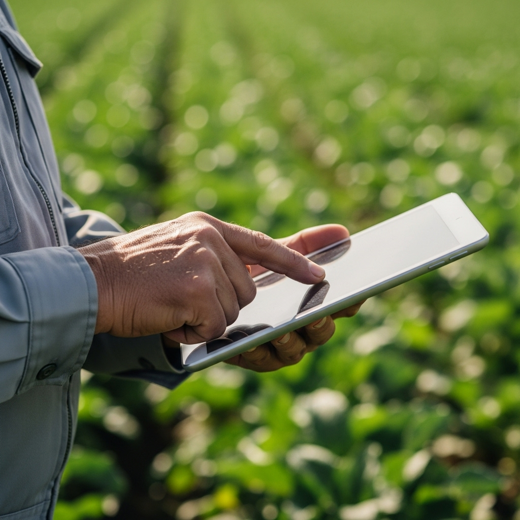 Agricultural landscape with modern farming technology
